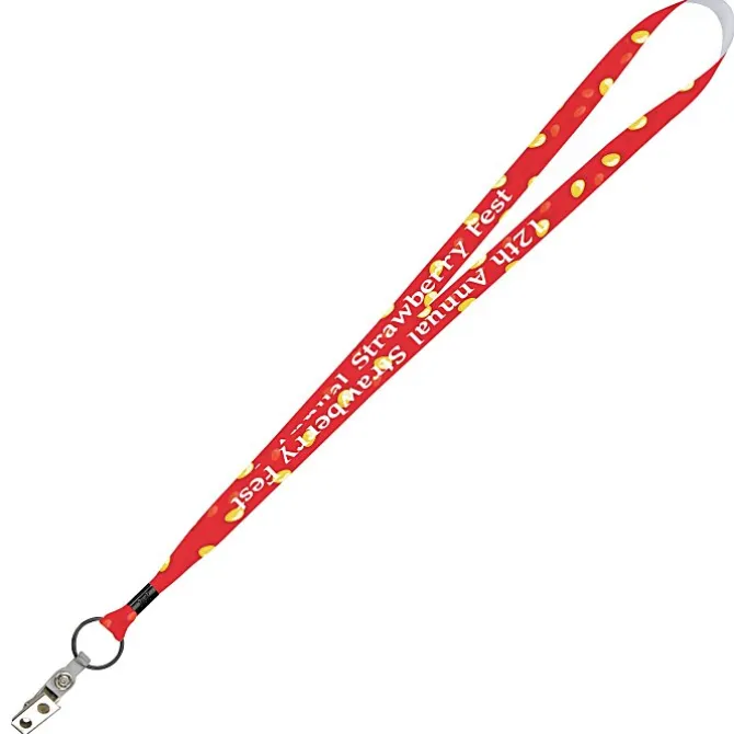 Full Color Ribbon Lanyard - 5/8 inches - 36 inches - Snap with Metal Bulldog Clip