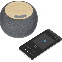 Garm Fabric and Bamboo Speaker with Wireless Charger