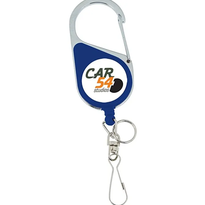 Heavy Duty Clip On Retractable Badge Holder - Round - Label
