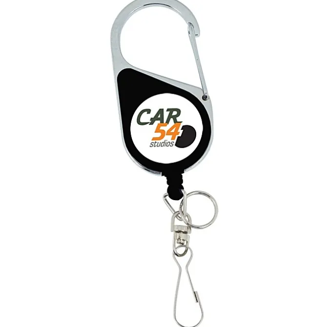 Heavy Duty Clip On Retractable Badge Holder - Round - Label