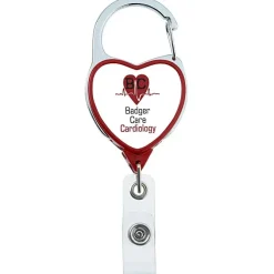 Heavy Duty Clip On Retractable Badge Holder - Heart - Label