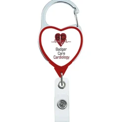 Heavy Duty Clip On Retractable Badge Holder - Heart - Label