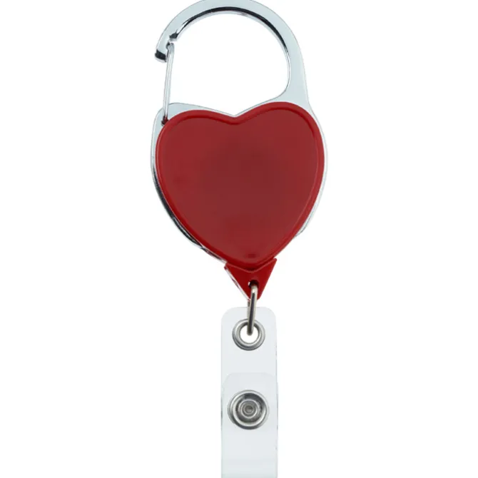Heavy Duty Clip On Retractable Badge Holder - Heart - Label