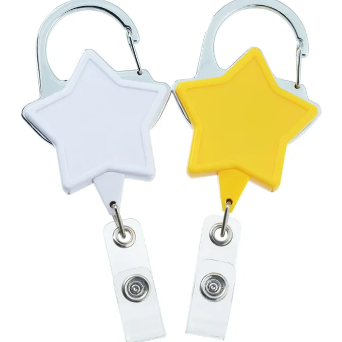 Heavy Duty Clip On Retractable Badge Holder - Star - Label
