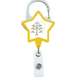 Heavy Duty Clip On Retractable Badge Holder - Star - Label