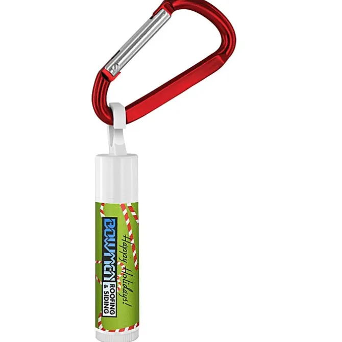 Holiday Lip Balm with Carabiner - Candy Canes - 24 hr