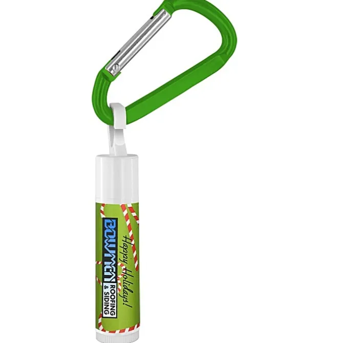 Holiday Lip Balm with Carabiner - Candy Canes - 24 hr