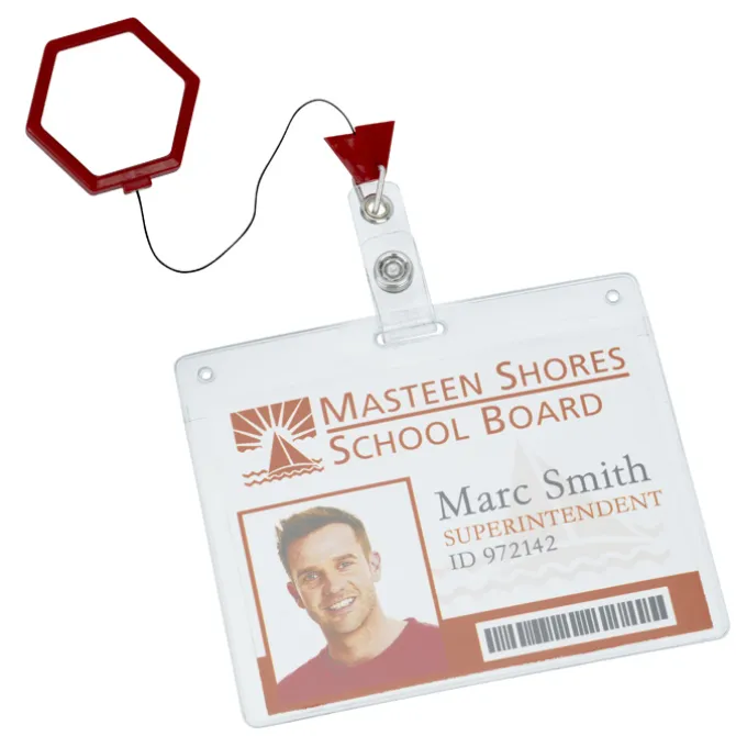 Jumbo Retractable Badge Holder - 40 inches - Hexagon - Label