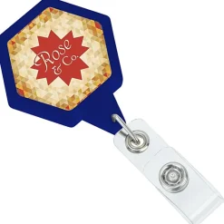 Jumbo Retractable Badge Holder - 40 inches - Hexagon - Label