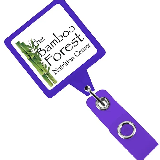 Jumbo Retractable Badge Holder - 40 inches - Square - Translucent - Label