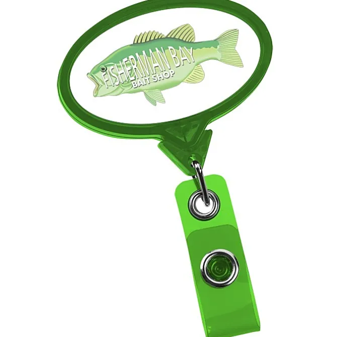 Jumbo Retractable Badge Holder - 40 inches - Oval - Translucent - Label