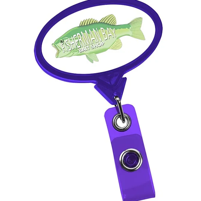 Jumbo Retractable Badge Holder - 40 inches - Oval - Translucent - Label
