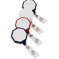 Jumbo Retractable Badge Holder - 40 inches - Octagon - Label