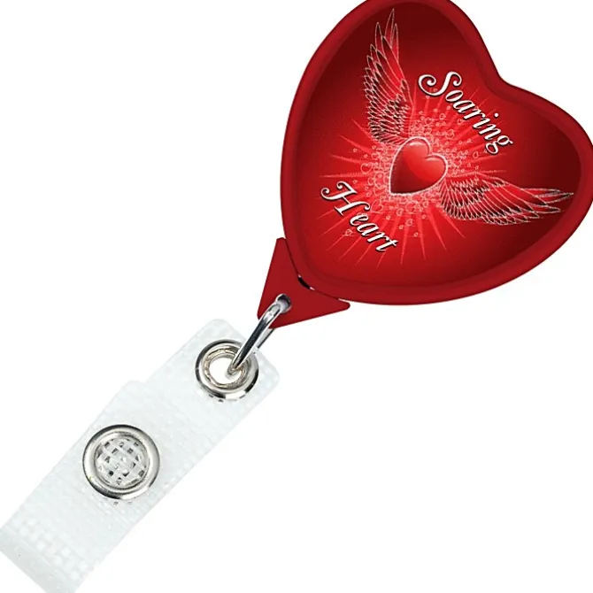 Jumbo Retractable Badge Holder with Antimicrobial Additive - 40 inches Heart - Label