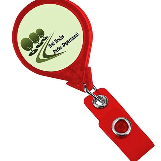 Jumbo Retractable Badge Holder - 40 inches - Round - Translucent - Label