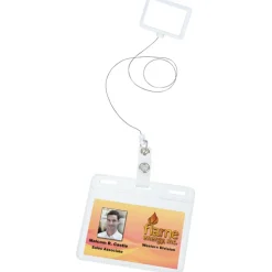 Jumbo Retractable Badge Holder with Antimicrobial Additive - 40 inches Rectangle - Label