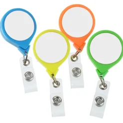 Jumbo Retractable Badge Holder - 40 inches - Round - Neon - Label