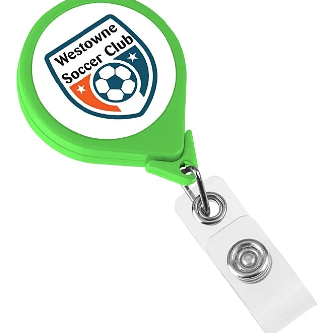 Jumbo Retractable Badge Holder - 40 inches - Round - Neon - Label