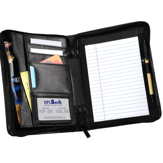 Junior Zippered Portfolio - Leather