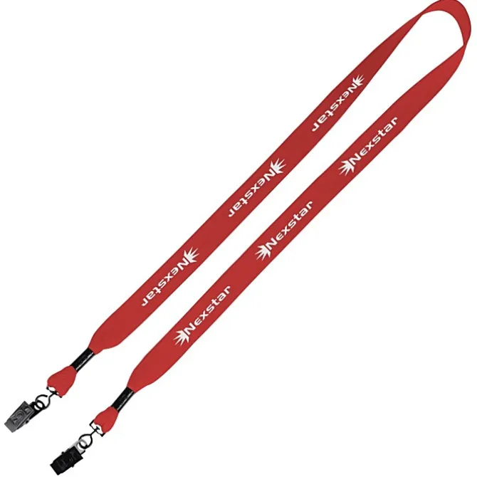 Knit Cotton Lanyard - 3/4 inches - 2 Bulldog Clips