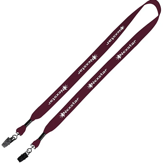 Knit Cotton Lanyard - 3/4 inches - 2 Bulldog Clips