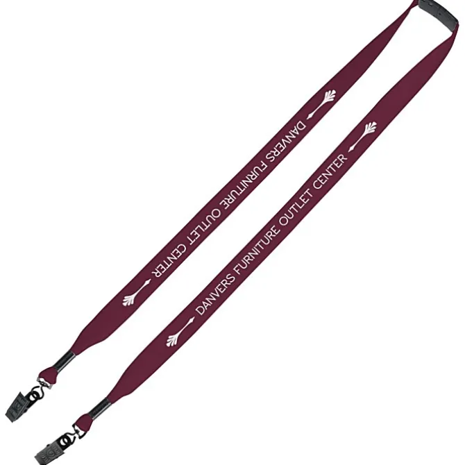 Knit Cotton Lanyard with Neck Clasp - 3/4 inches - 2 Bulldog Clips