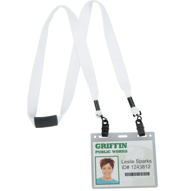 Knit Cotton Lanyard with Neck Clasp - 3/4 inches - 2 Bulldog Clips