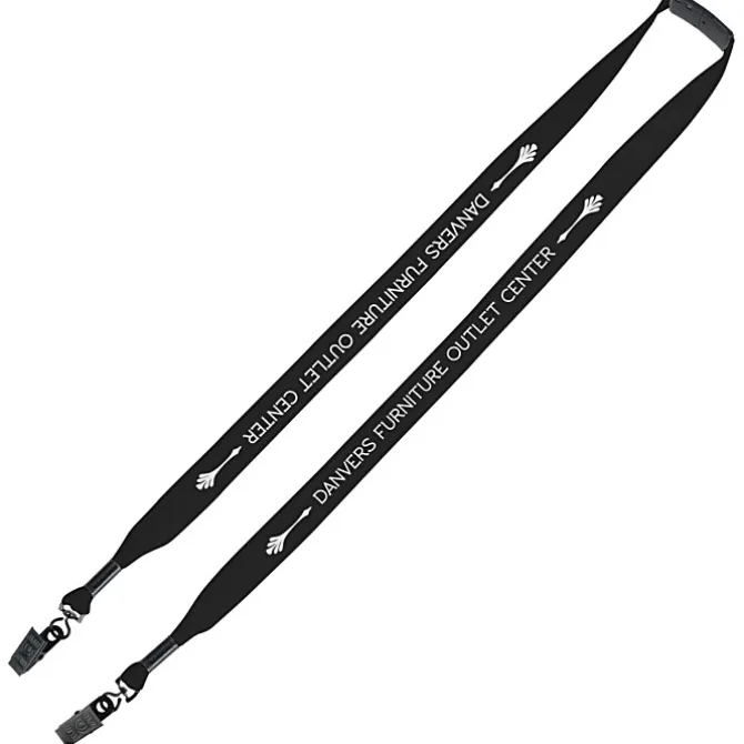 Knit Cotton Lanyard with Neck Clasp - 3/4 inches - 2 Bulldog Clips