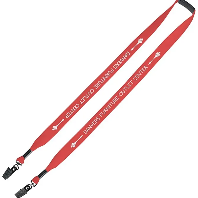 Knit Cotton Lanyard with Neck Clasp - 3/4 inches - 2 Bulldog Clips