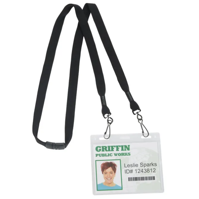 Knit Cotton Lanyard with Neck Clasp - 5/8 inches - 2 Swivel Hooks