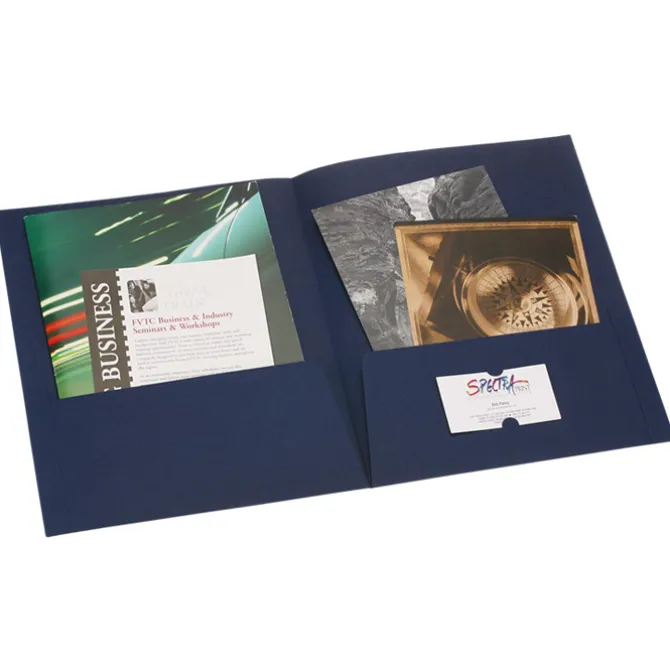 Linen Paper Two-Pocket Presentation Folder