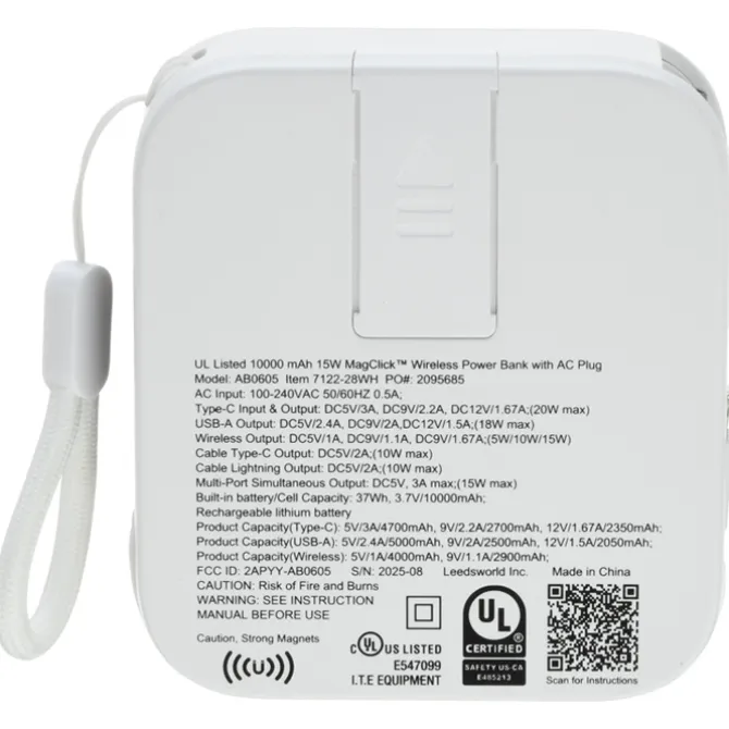 MagClick Wireless Power Bank with Wall Adapter - 10,000 mAh
