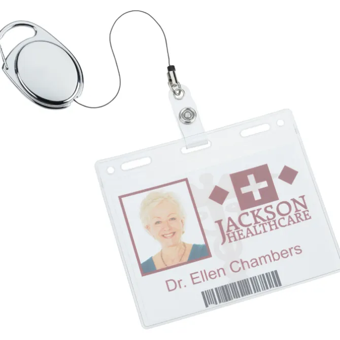 Metal Clip-On Retractable Badge Holder - Laser Engraved