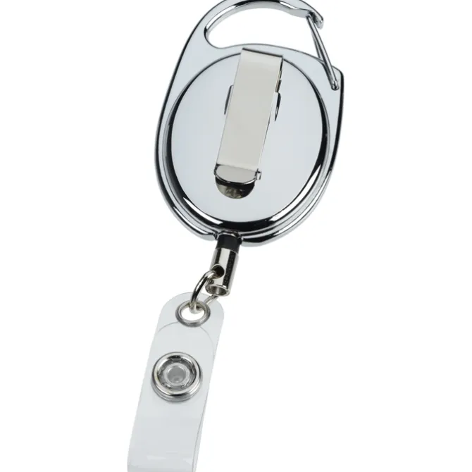 Metal Clip-On Retractable Badge Holder - Laser Engraved