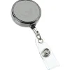 Metal Retractable Badge Holder - Slip Clip - Round - Gunmetal - Laser Engraved