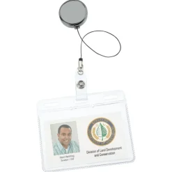 Metal Retractable Badge Holder - Slip Clip - Round - Gunmetal - Laser Engraved