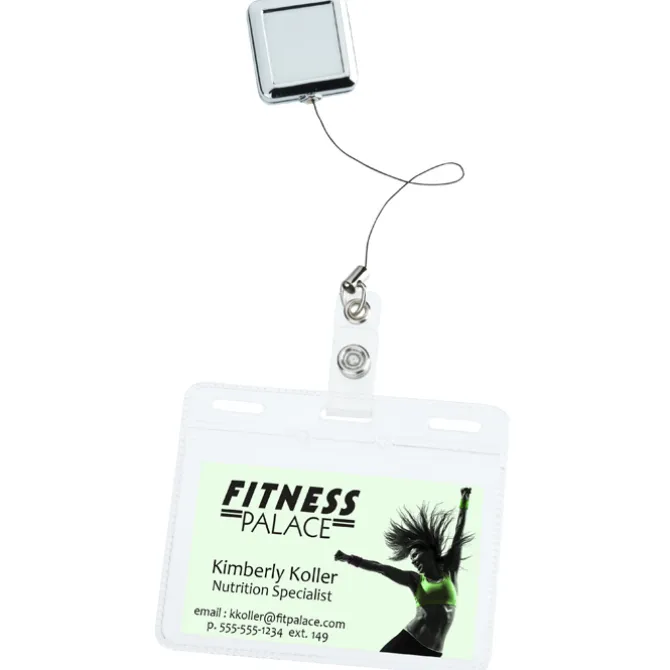 Metal Retractable Badge Holder - Alligator Clip - Square - Label