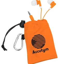 Microfiber Pouch with Colorful Earbuds