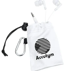 Microfiber Pouch with Colorful Earbuds