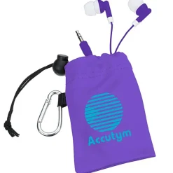 Microfiber Pouch with Colorful Earbuds
