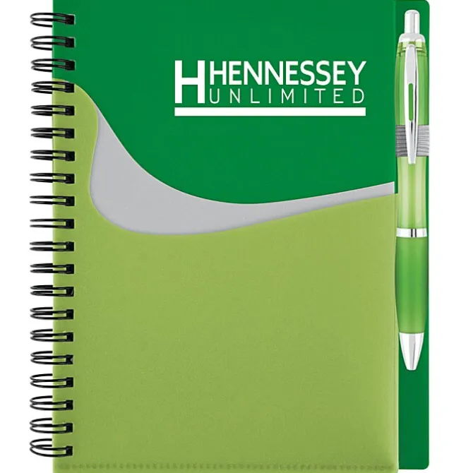 New Wave Pocket Notebook with Ballpoint Pen
