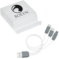 Phone Stand with Compartment - Charging Cables
