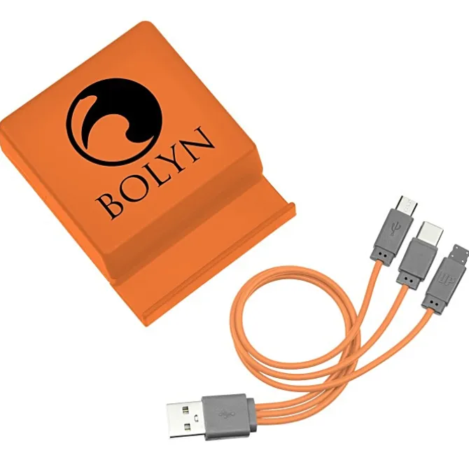 Phone Stand with Compartment - Charging Cables