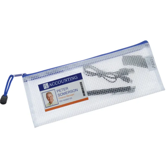 PolyWeave Zippered Pouch with Business Card Holder - 4 inches x 10 inches