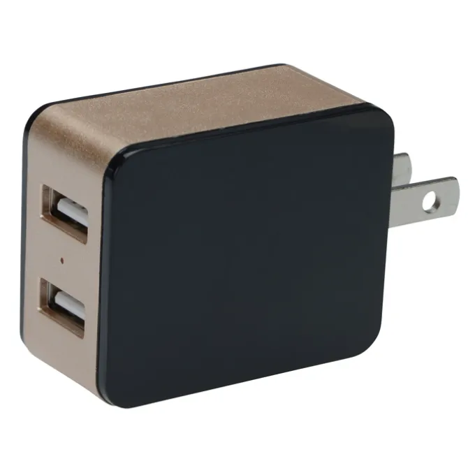 2 Port USB Folding Wall Charger - Light-Up Logo