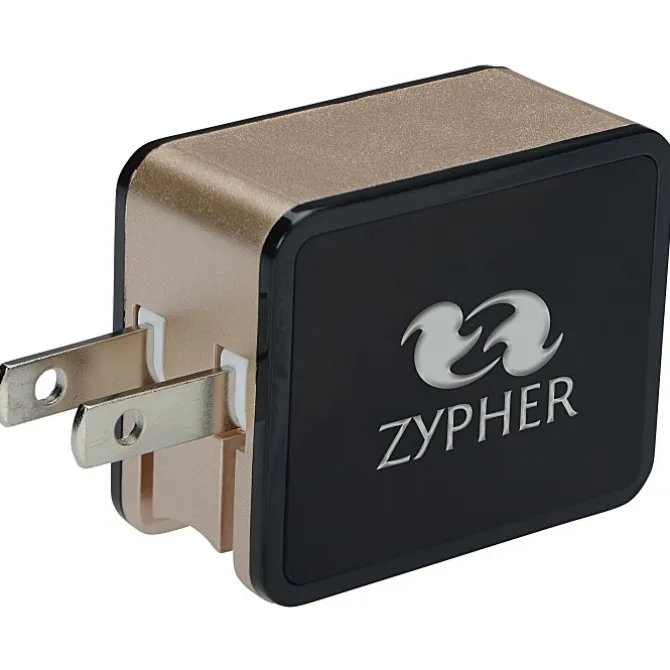 2 Port USB Folding Wall Charger - Light-Up Logo