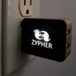 2 Port USB Folding Wall Charger - Light-Up Logo