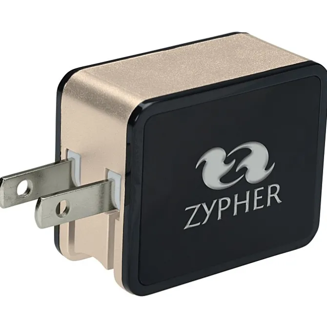 2 Port USB Folding Wall Charger - Light-Up Logo