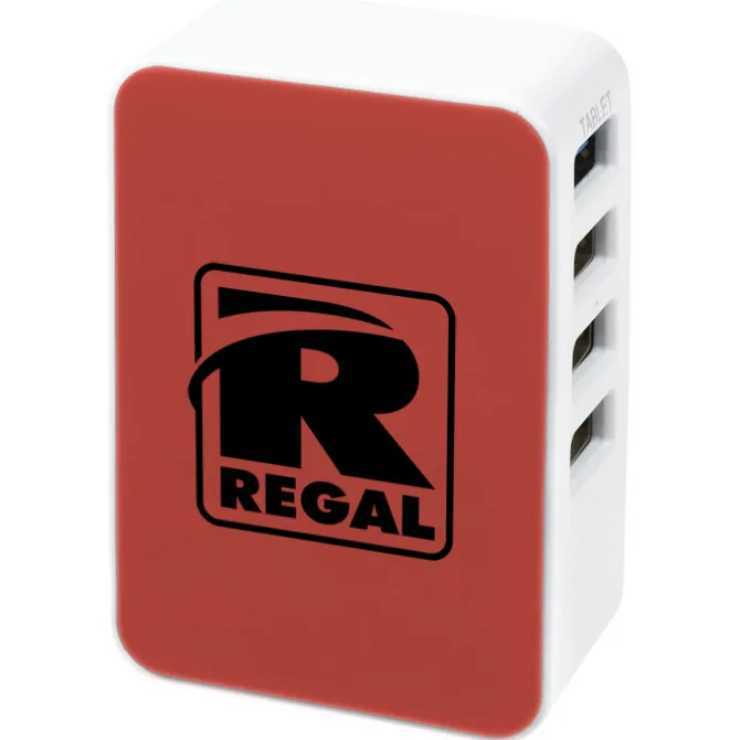 4 Port USB Folding Wall Charger - 24 hr