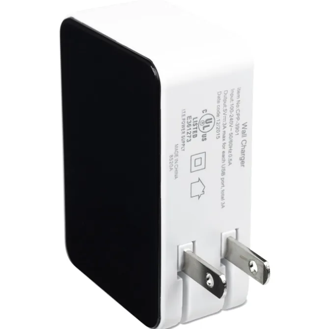 4 Port USB Folding Wall Charger - 24 hr